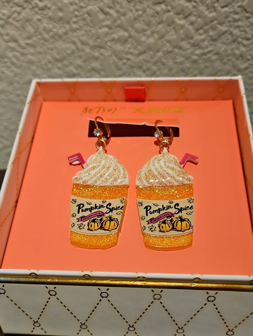 Betsey Johnson Pumpkin Spice Latte Earrings